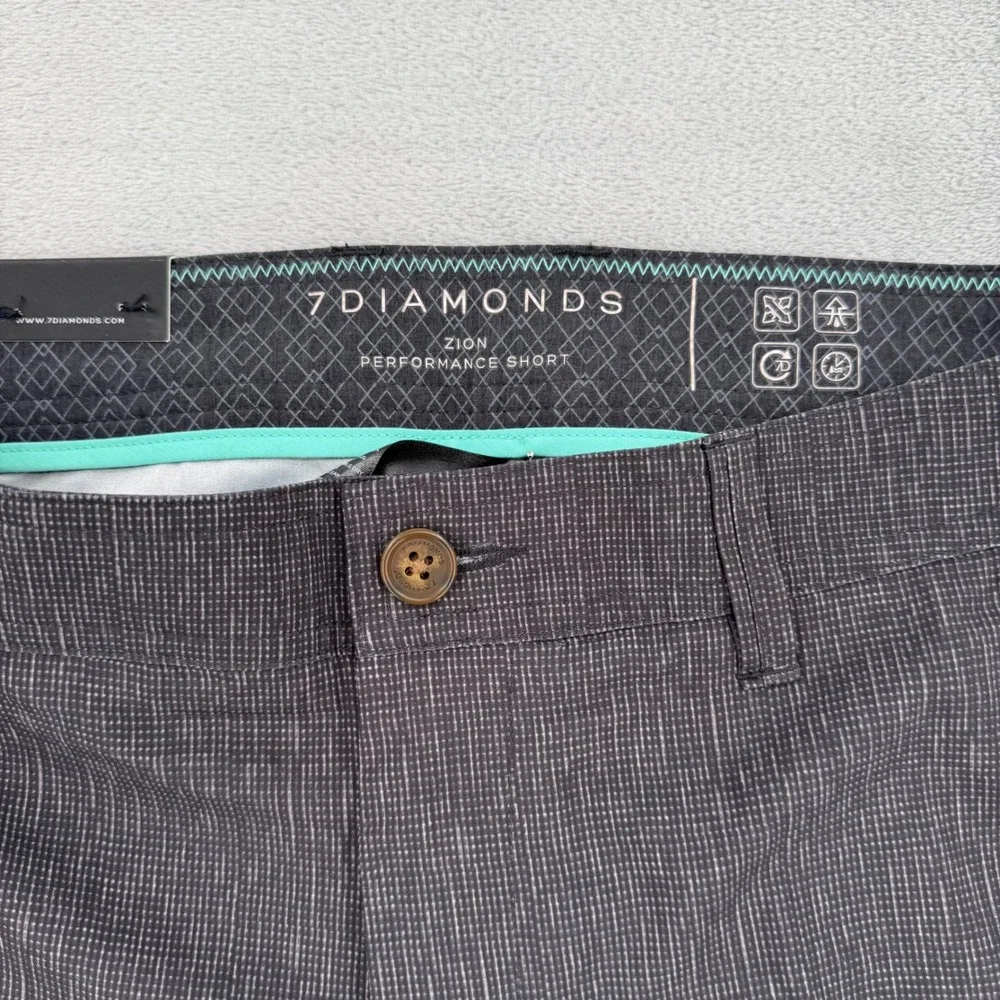 7 Diamonds Zion Performance Strech Shorts Mens 29 Grey Micro Pattern Golf